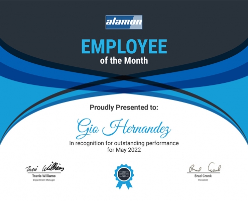 Employee of the Month May 2022 - Gio Hernandez