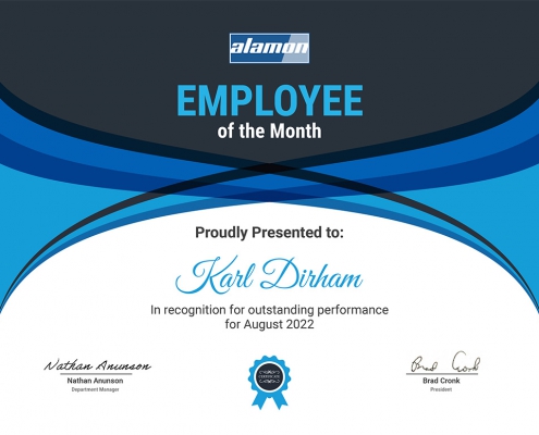 Employee of the Month August 2022 - Karl Dirham