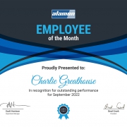 Employee of the Month September 2022 - Charlie Greathouse