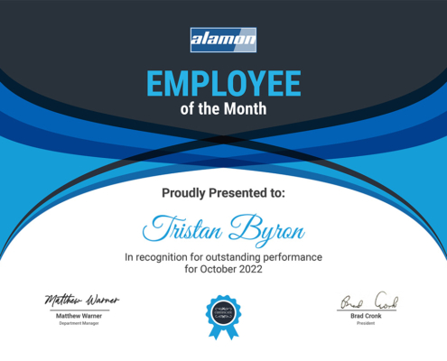 Employee of the Month October 2022 - Tristan Byron