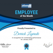 Employee of the Month January 2023 - Derrick Lopreste