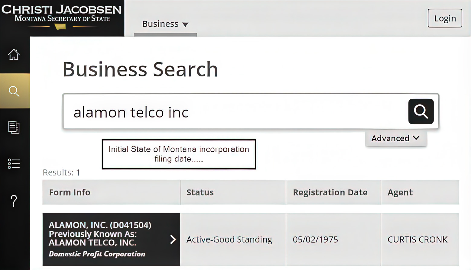 Alamon Telco, Inc. begins operations May 2, 1975